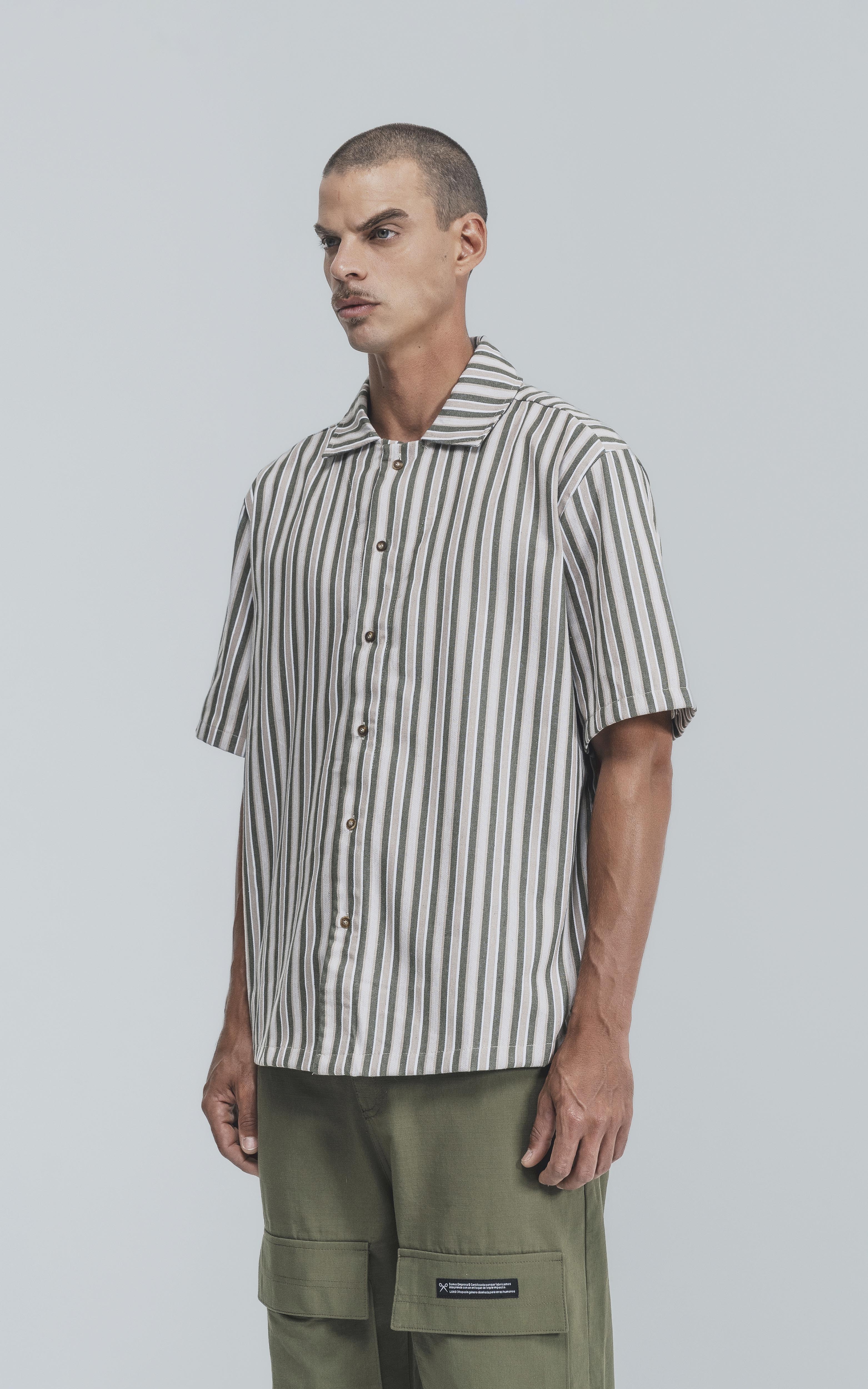 Camisa Hoffman [ Blanco - Verde ]