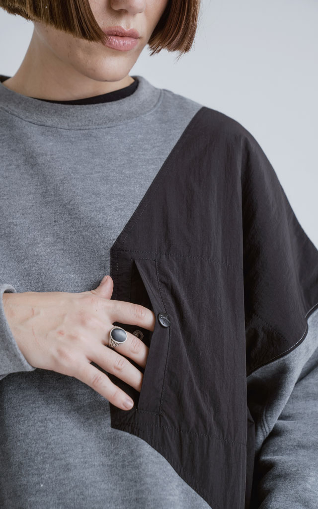 Buzo Layer [ Melange - Negro ]