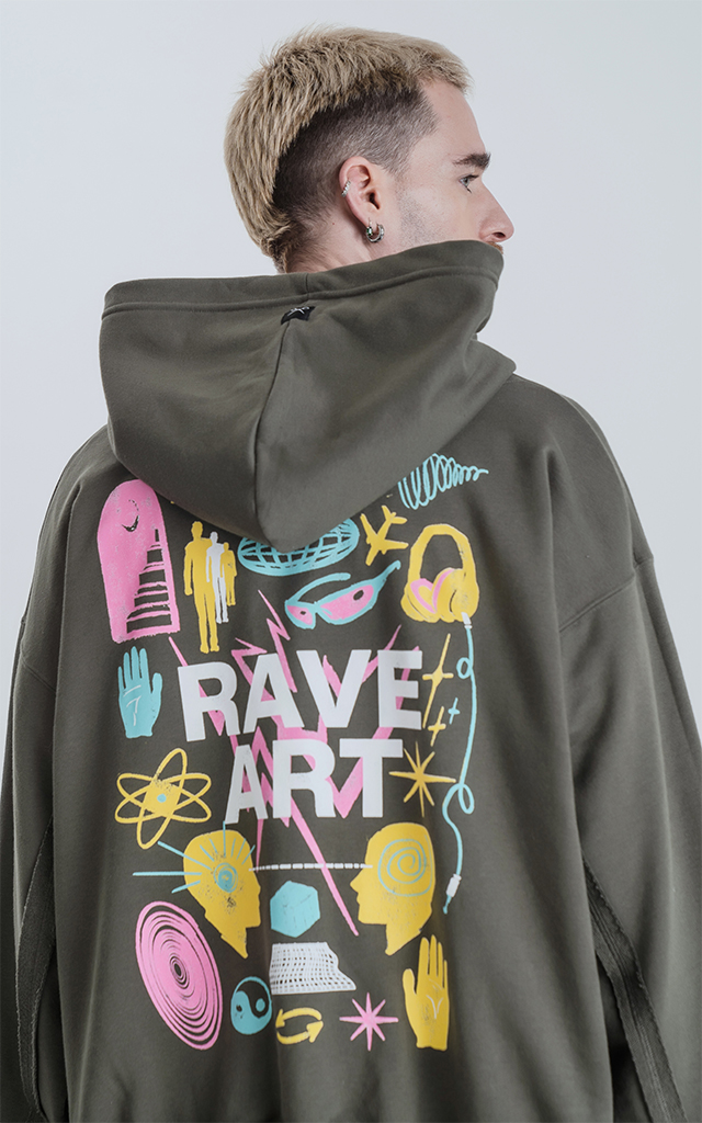 Hoodie Effect Rave Art [ Militar ]