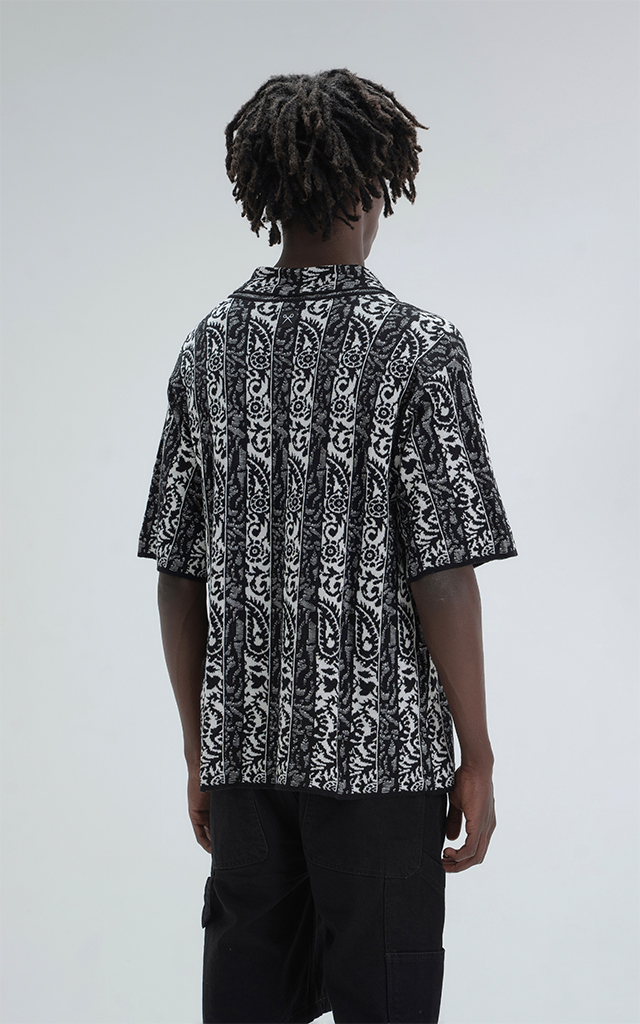 Camisa Tejida Hijari [ Negro Beige ]