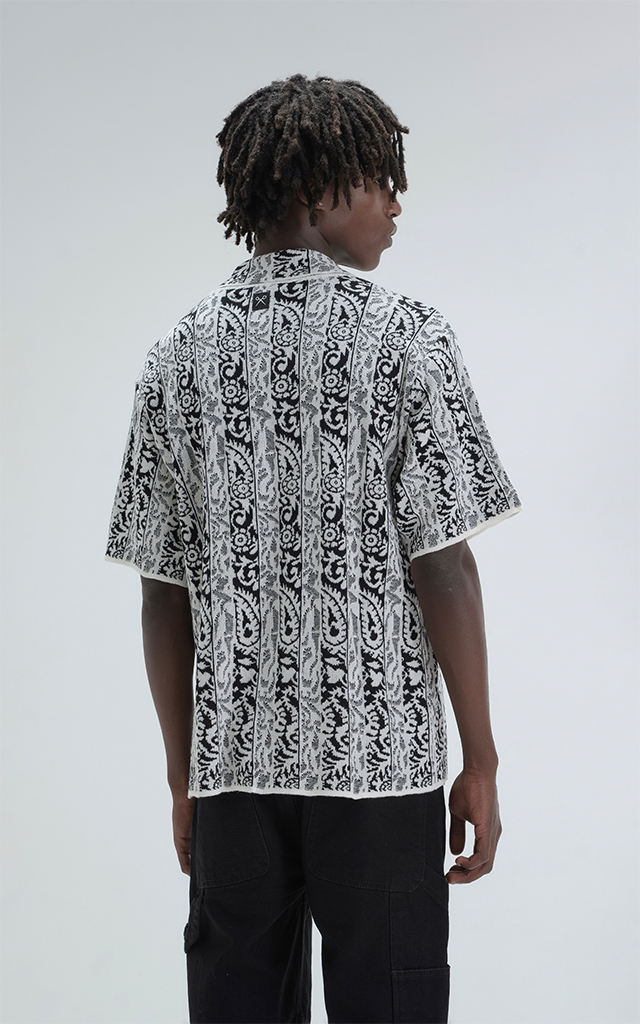 Camisa Tejida Hijari [ Beige Negro ]